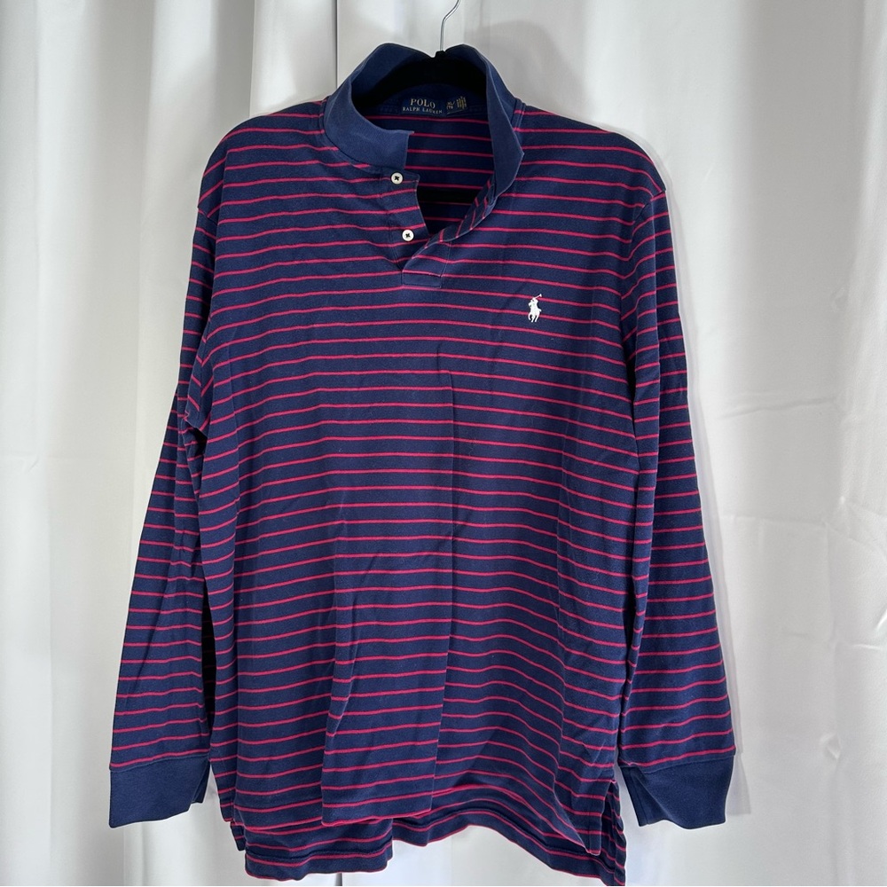 Polo by Ralph Lauren Men's Blue and Red Striped Polo Rugby size xxl
